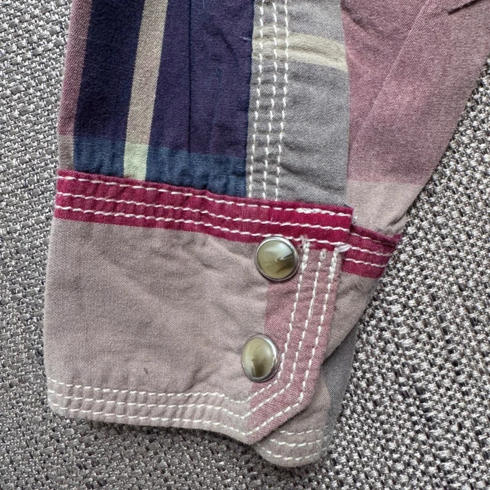 Wrangler 20X Kids Western Shirt Plaid Long Sleeve Pearl Snap Burgundy BJ1171A XS